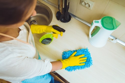 Cleaner preparing a one-off cleaning service in a Bloomsbury flat