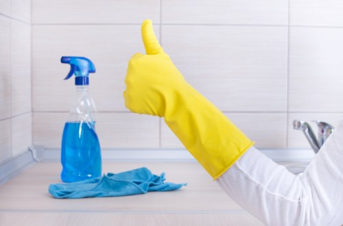 Cleaner working on residential windows in Bloomsbury with care and precision