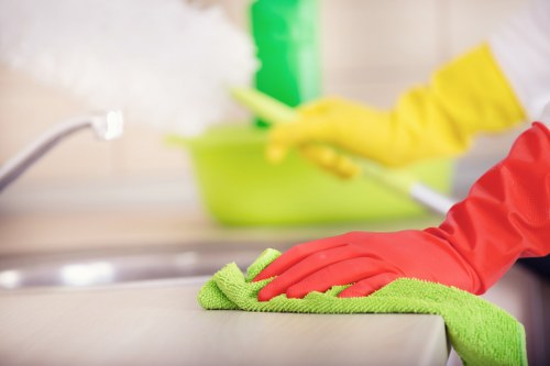Cleaner vacuuming a hallway in a Bloomsbury flat